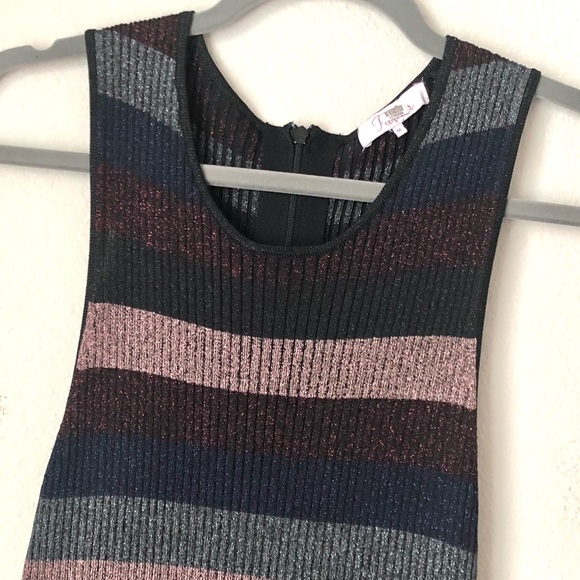 CLOSEOUT \Parker\• Multi-Stripe Pleated Midi Dress - Picture 3 of 16